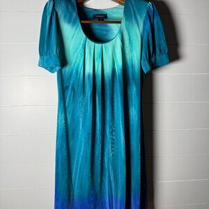 R & M Richards Blue Green Ombre Midi Stretchy Party Dress Sz 12